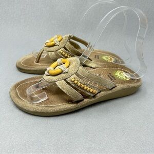 EARTH SHOE Gelron 2000 Sandals womens size 6 Beige Leather Thong